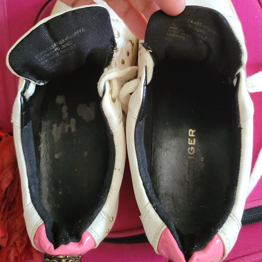 Kurt Geiger Ludo Metal Bird Embellished White Leather Sneakers Bejeweled Shoes 6